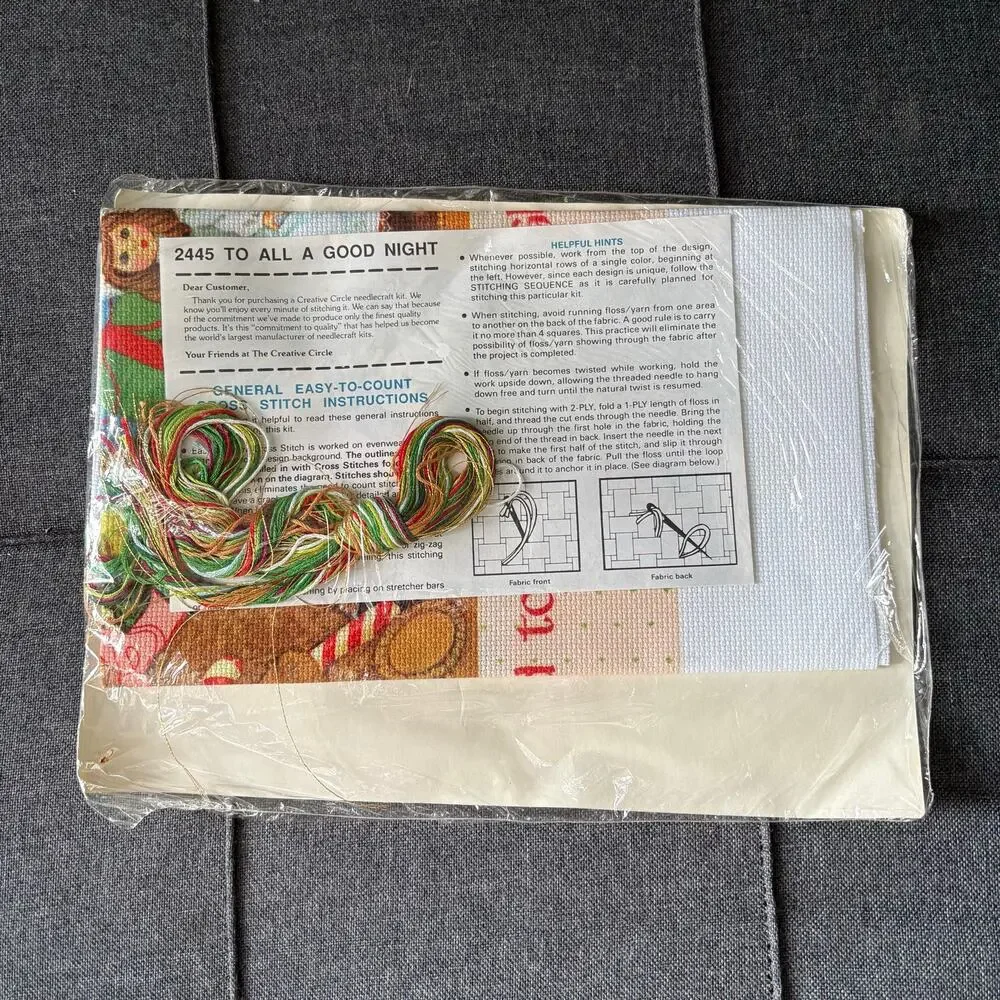 To All A Good Night Vintage Stamped Cross Stitch Kit The Creative Circle - 1988